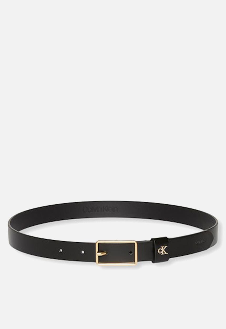 Calvin Klein - Square Buckle Ck Loop 25Mm Belts - Black / Antique Light Gold