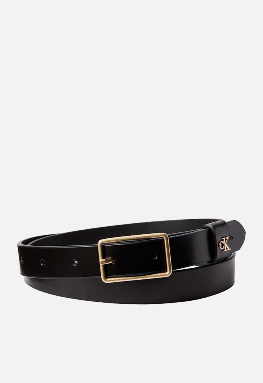 Calvin Klein - Square Buckle Ck Loop 25Mm Belts - Black / Antique Light Gold