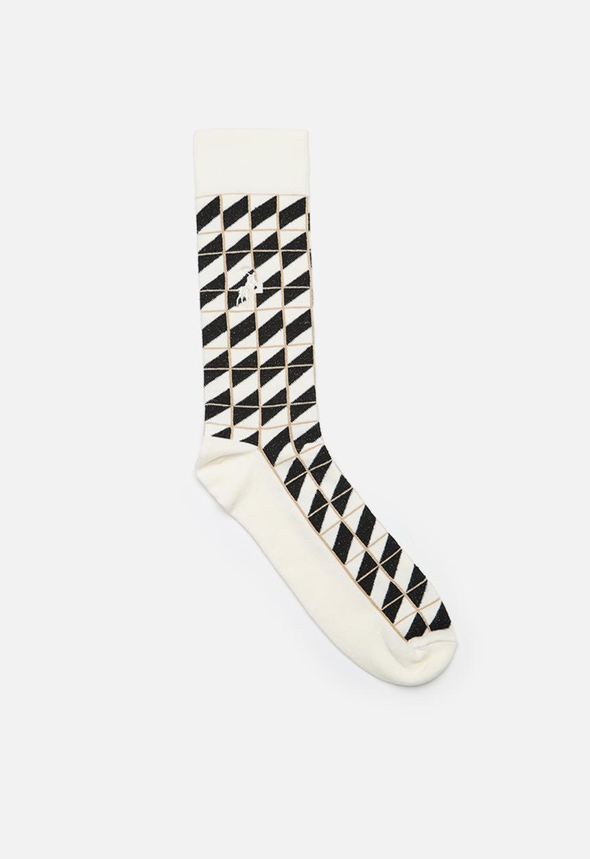 POLO - Checkboard Abstract Sock - Milk