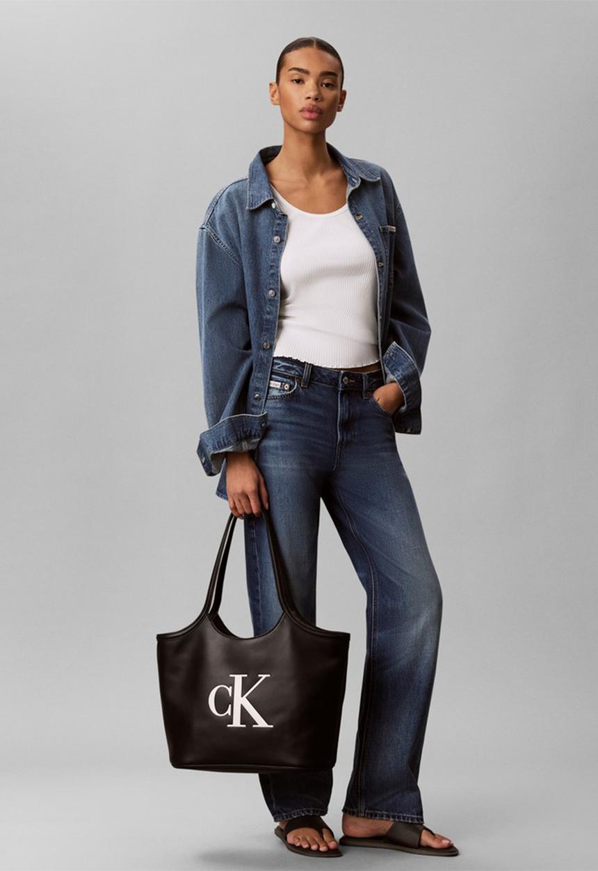 Calvin Klein - Bold Ck Shopper Handbag-Black/White