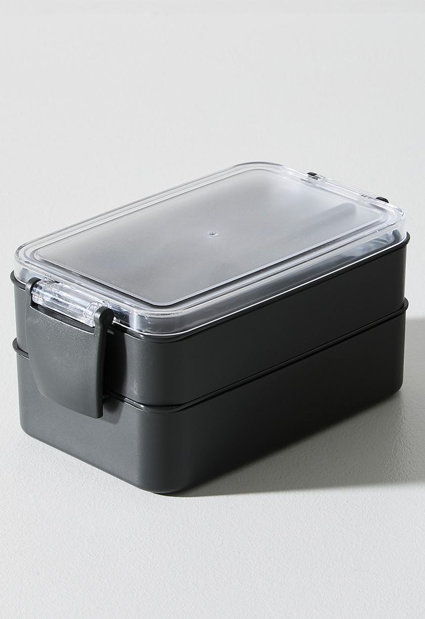 Excellent Houseware - 2 Tier Lunch Box - Black