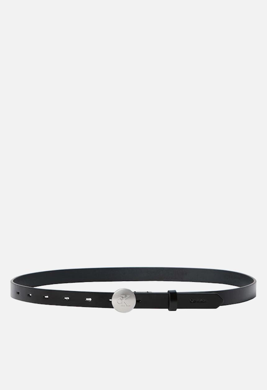 Calvin Klein - Round Engraved Ck Buckle 20 Mm Belts-Ck Black / Antique Nickel