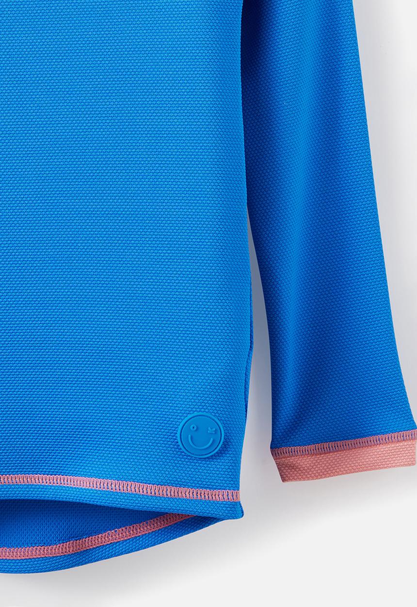 Cotton On - Flynn Long Sleeve Raglan Rash Vest -  Harbour Blue/Sunkissed