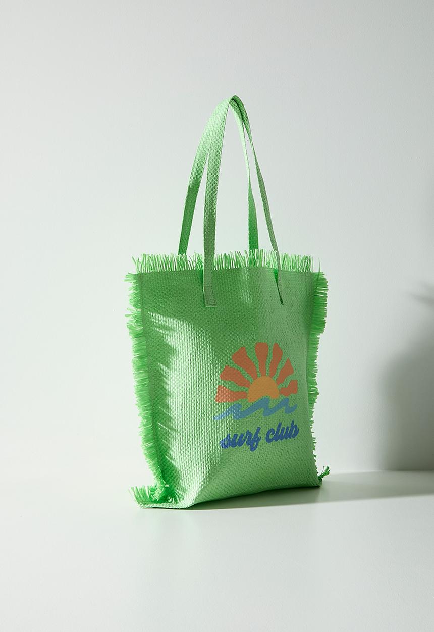 H&S - Straw Beach Bag - Green