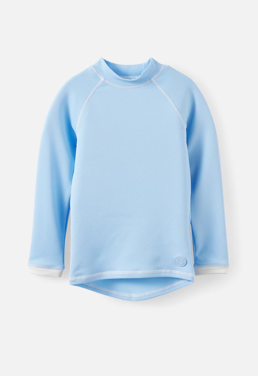 Cotton On - Flynn Long Sleeve Raglan Rash Vest -  Cloud Blue/Vanilla