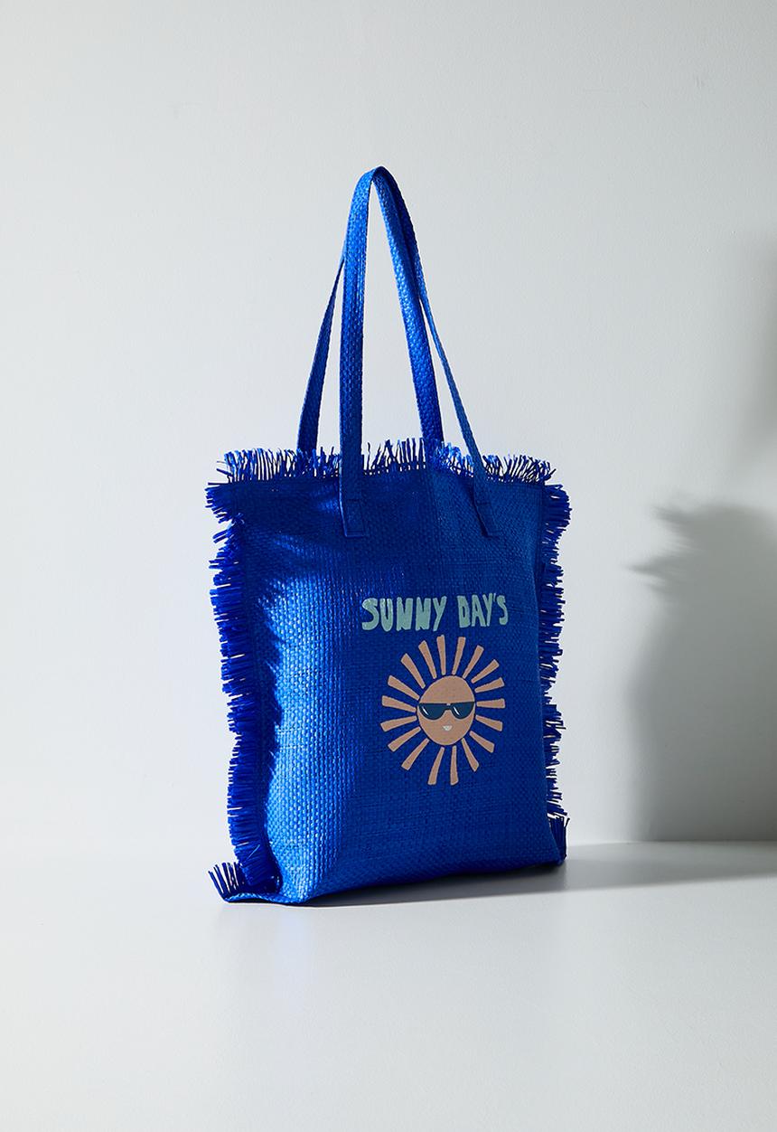 H&S - Straw Beach Bag - Blue