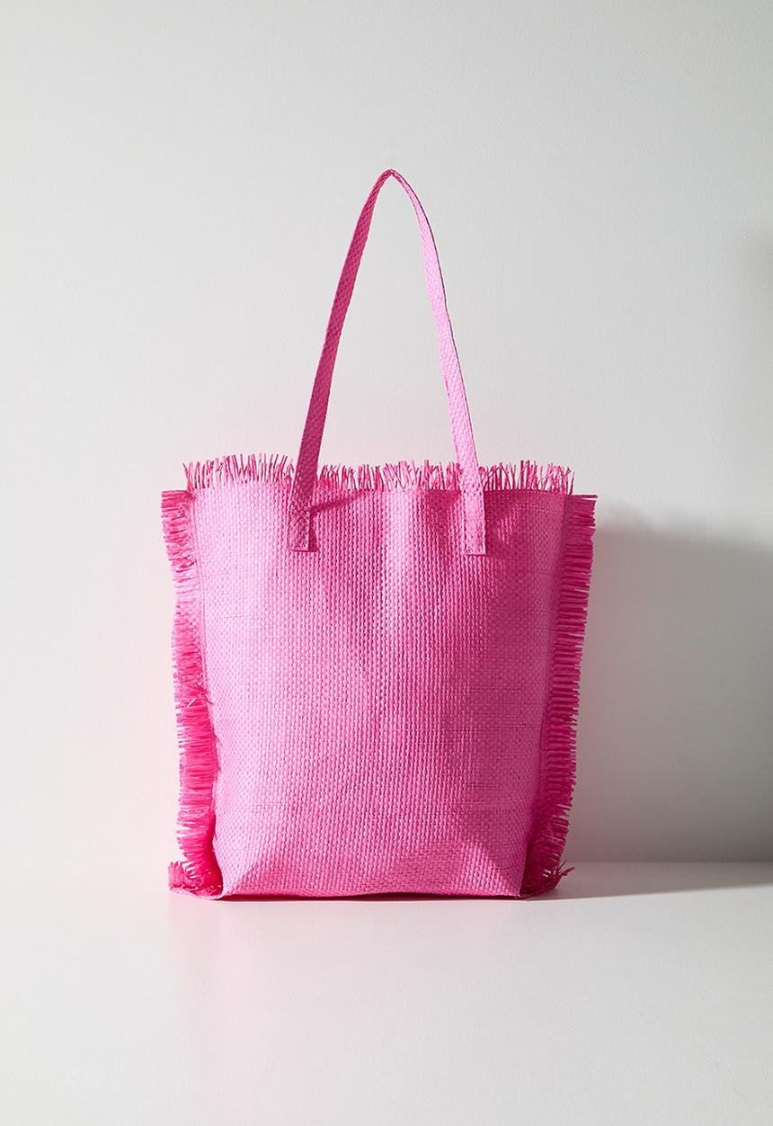 H&S - Straw Beach Bag - Pink