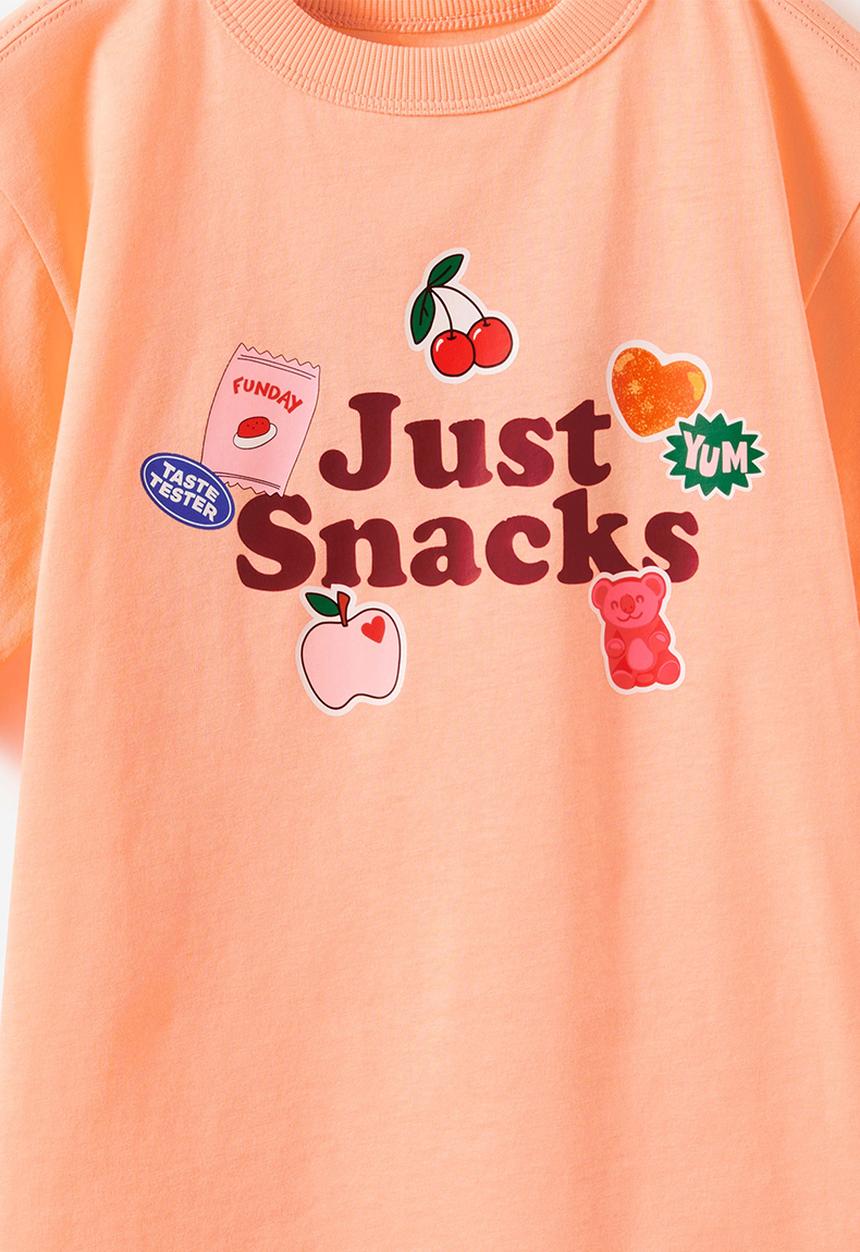 Cotton On - Essential Short Sleeve Graphic Tee -  Apricot Sun/Snacks Funday Collab