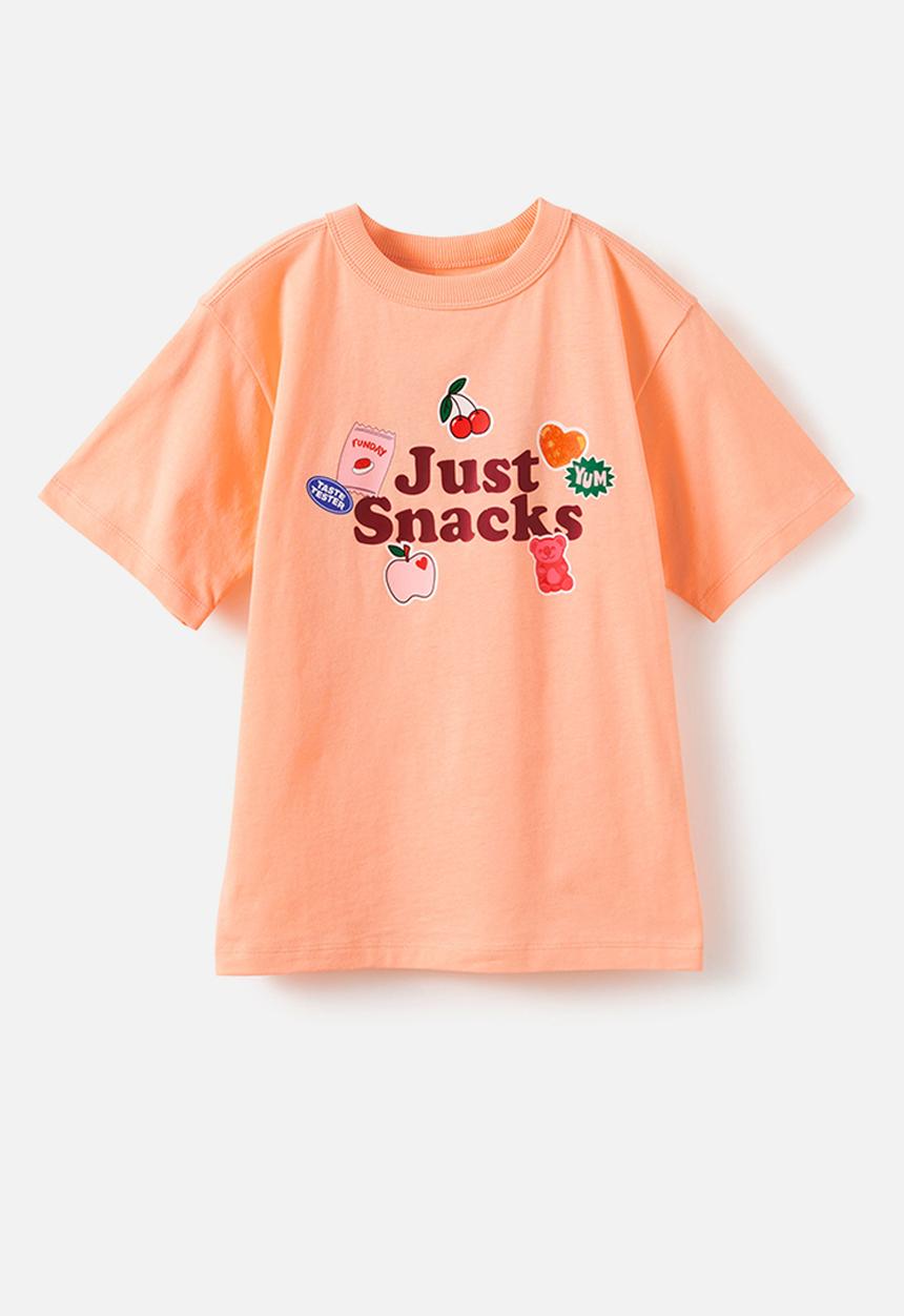 Cotton On - Essential Short Sleeve Graphic Tee -  Apricot Sun/Snacks Funday Collab