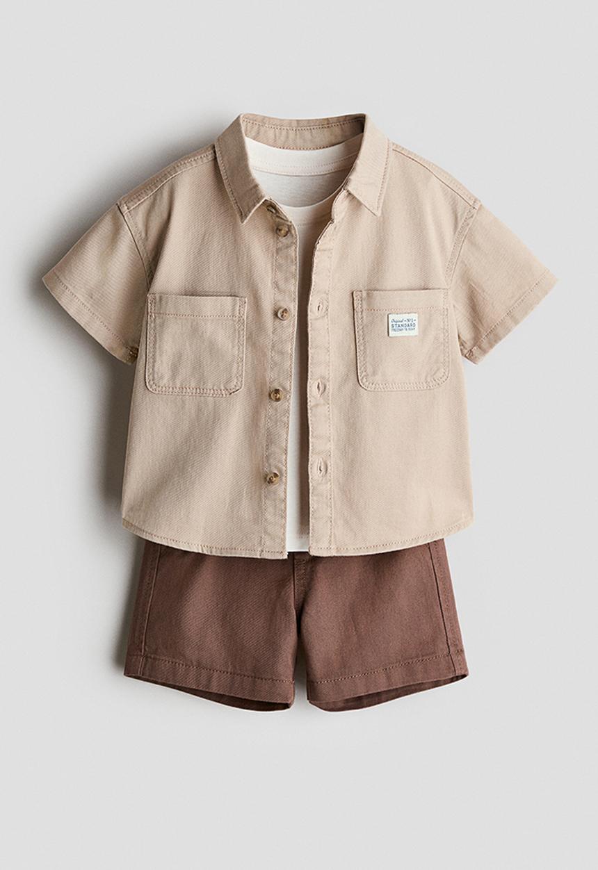 H&M - 3-piece cotton set - beige/brown