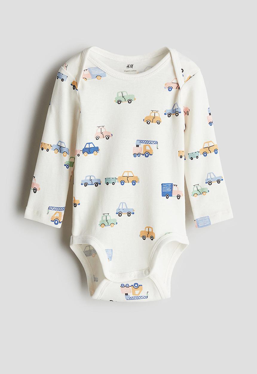 H&M - Envelope-neck bodysuit - cream/vehicles