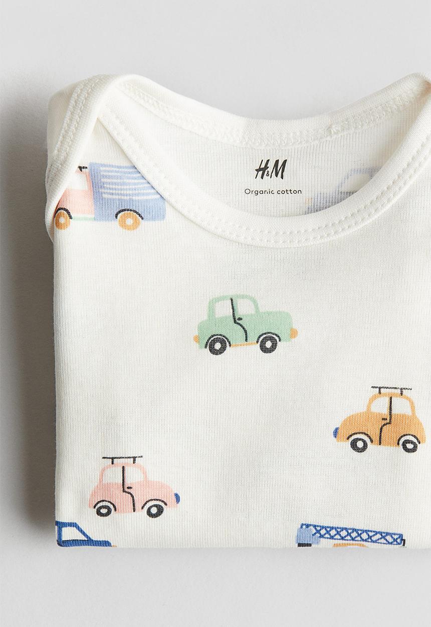 H&M - Envelope-neck bodysuit - cream/vehicles