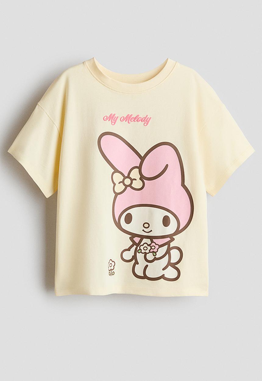 H&M - Printed cotton T-shirt - light yellow/my melody