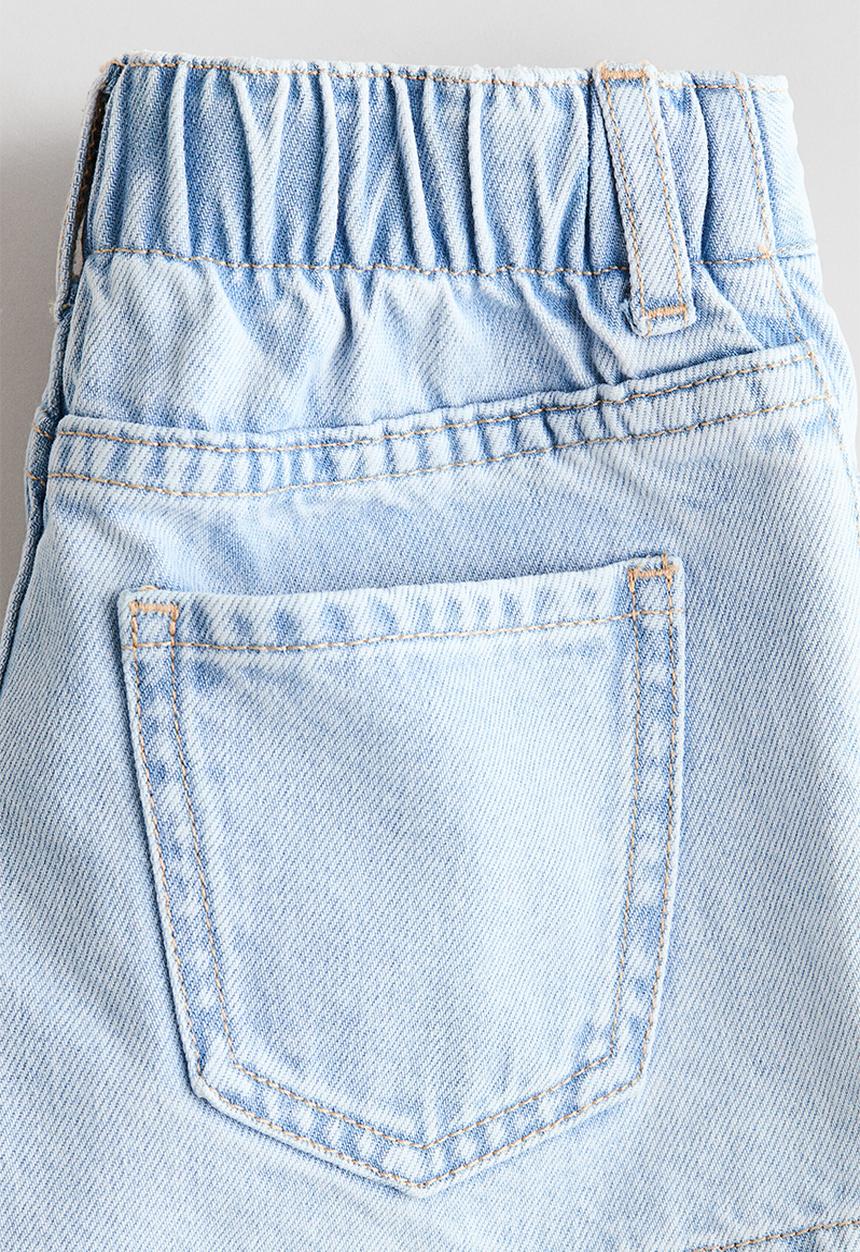 H&M - Denim shorts - light denim blue/lemons