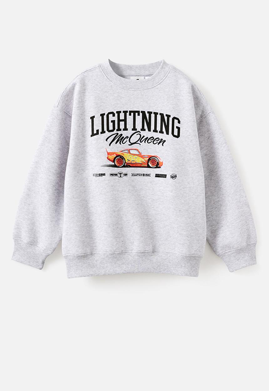 Cotton On - License Sammy Oversize Crew - Lcn Dis Grey Marle/ Lightning Mcqueen