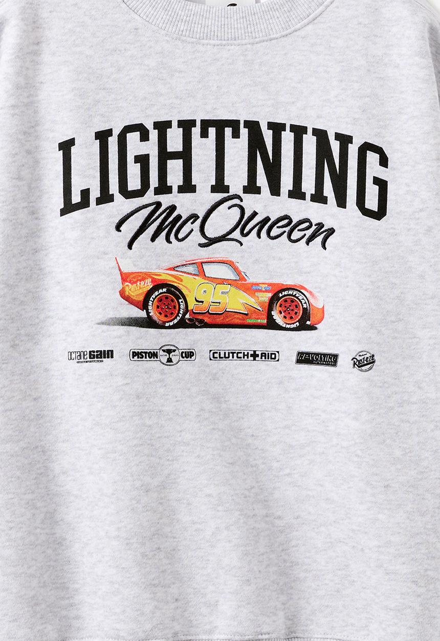 Cotton On - License Sammy Oversize Crew - Lcn Dis Grey Marle/ Lightning Mcqueen