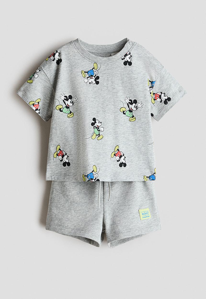 H&M - 2-piece printed set - light grey/mickey mouse