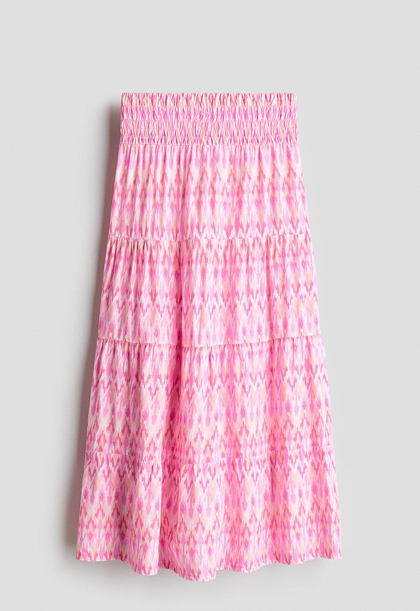 H&M - Tiered skirt - light pink/patterned