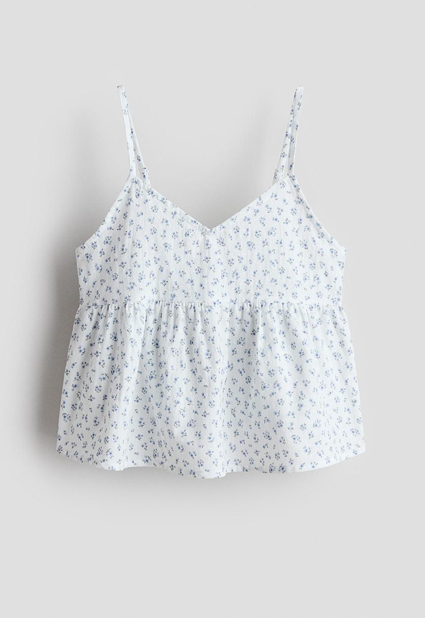 H&M - Peplum strappy top - white/blue floral