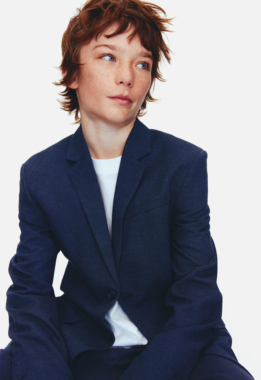 H&M - Linen-blend jacket - navy blue