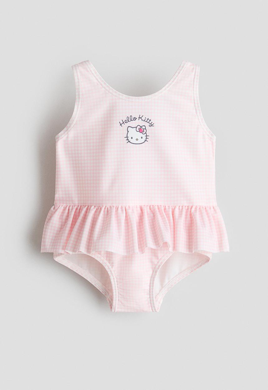 H&M - Flounced swimsuit - light pink/hello kitty