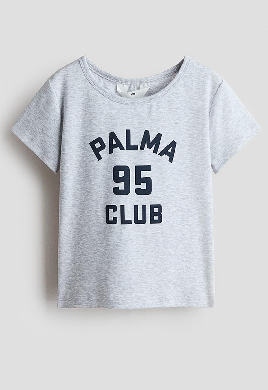 H&M - Printed t-shirt - light grey marl/palma
