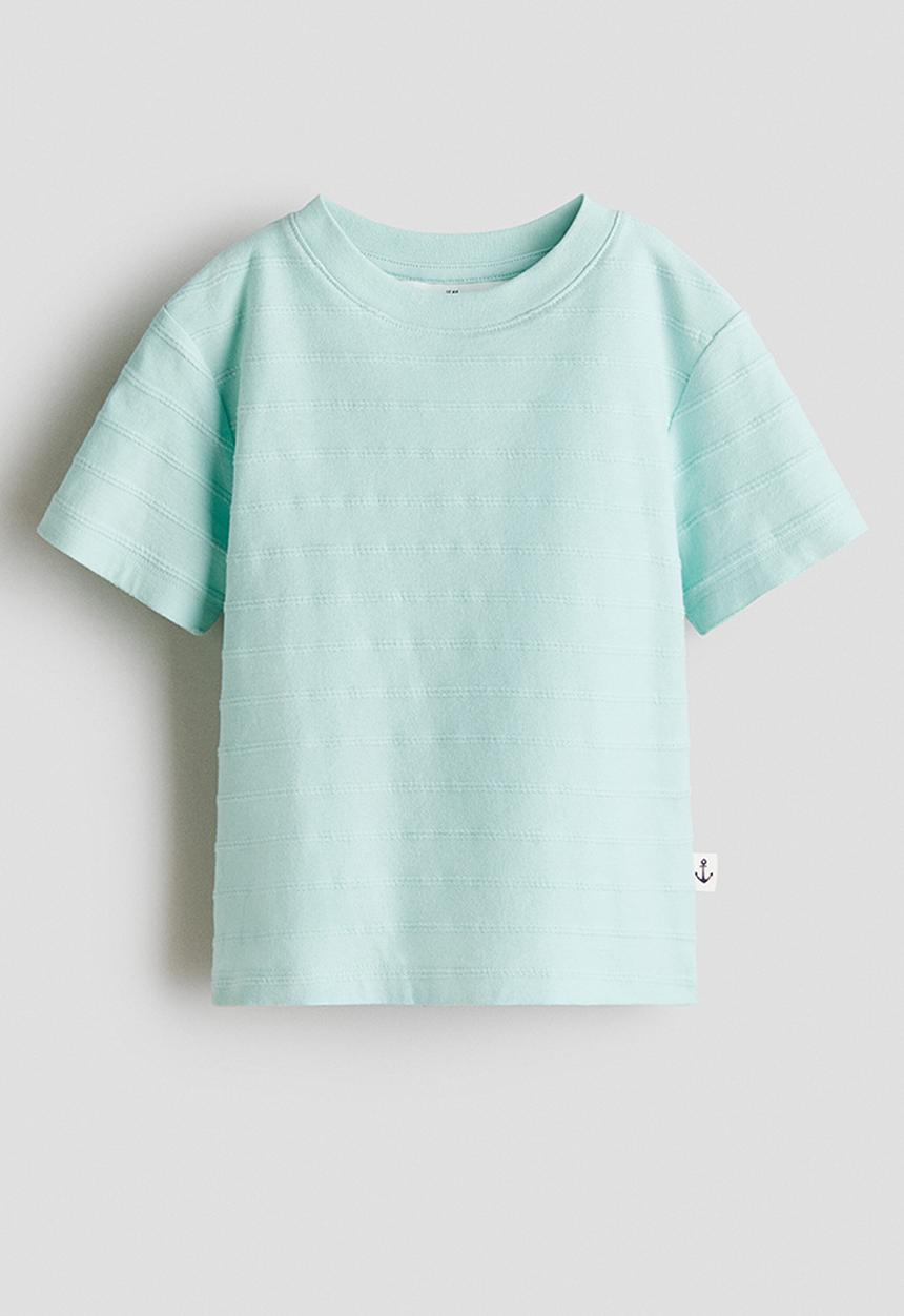 H&M - Textured t-shirt - light turquoise