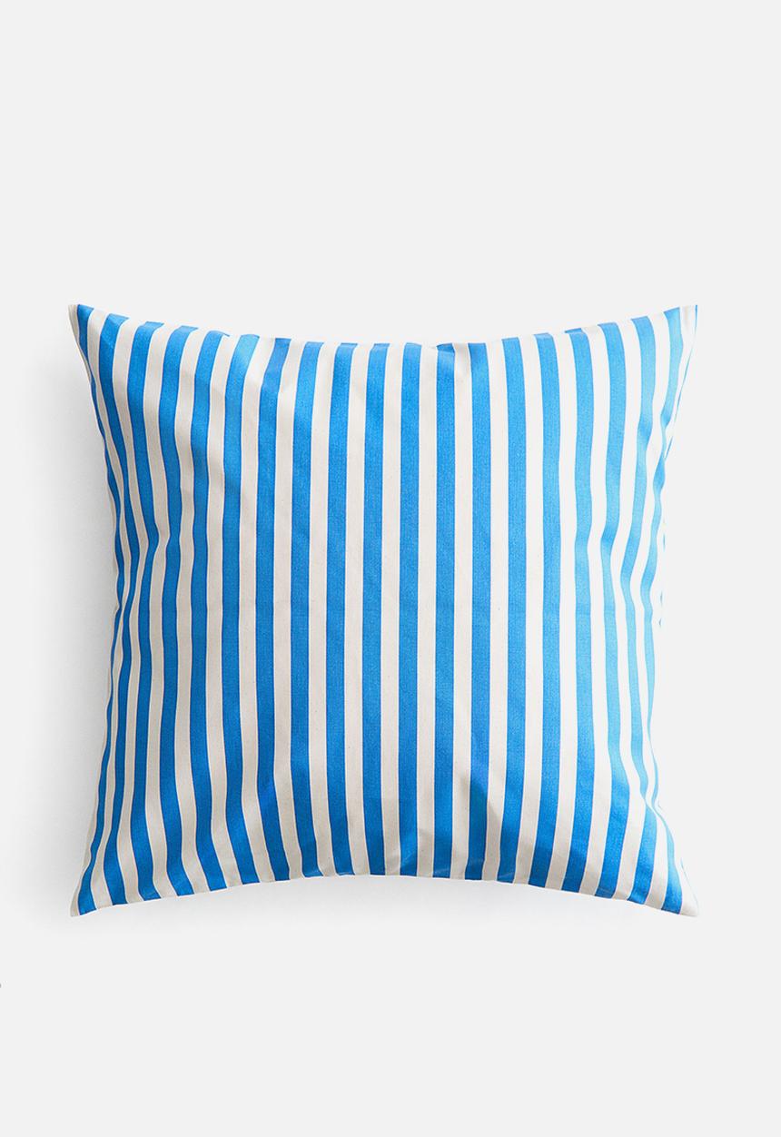 H&M - Outdoor canvas cushion cover - bright blue/striped