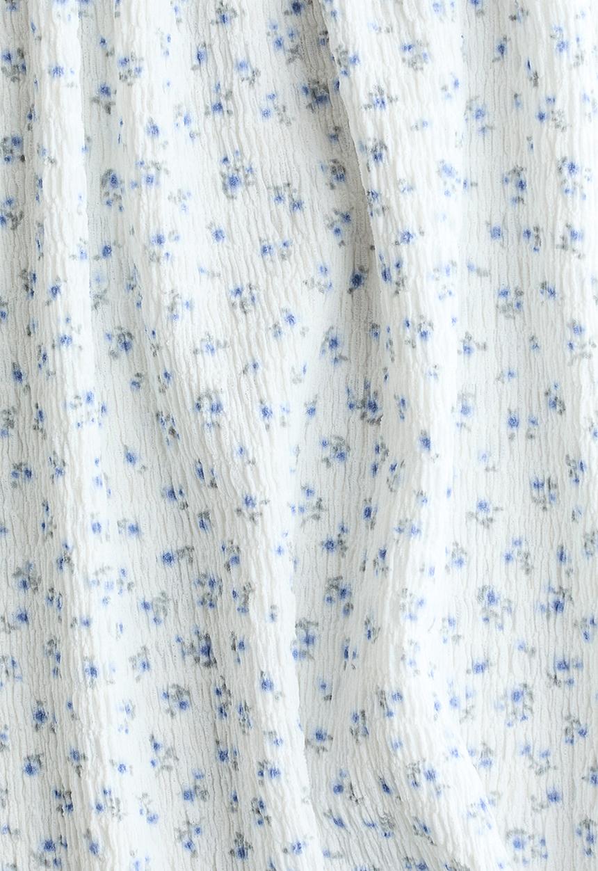H&M - Smocked-bodice dress - white/blue floral