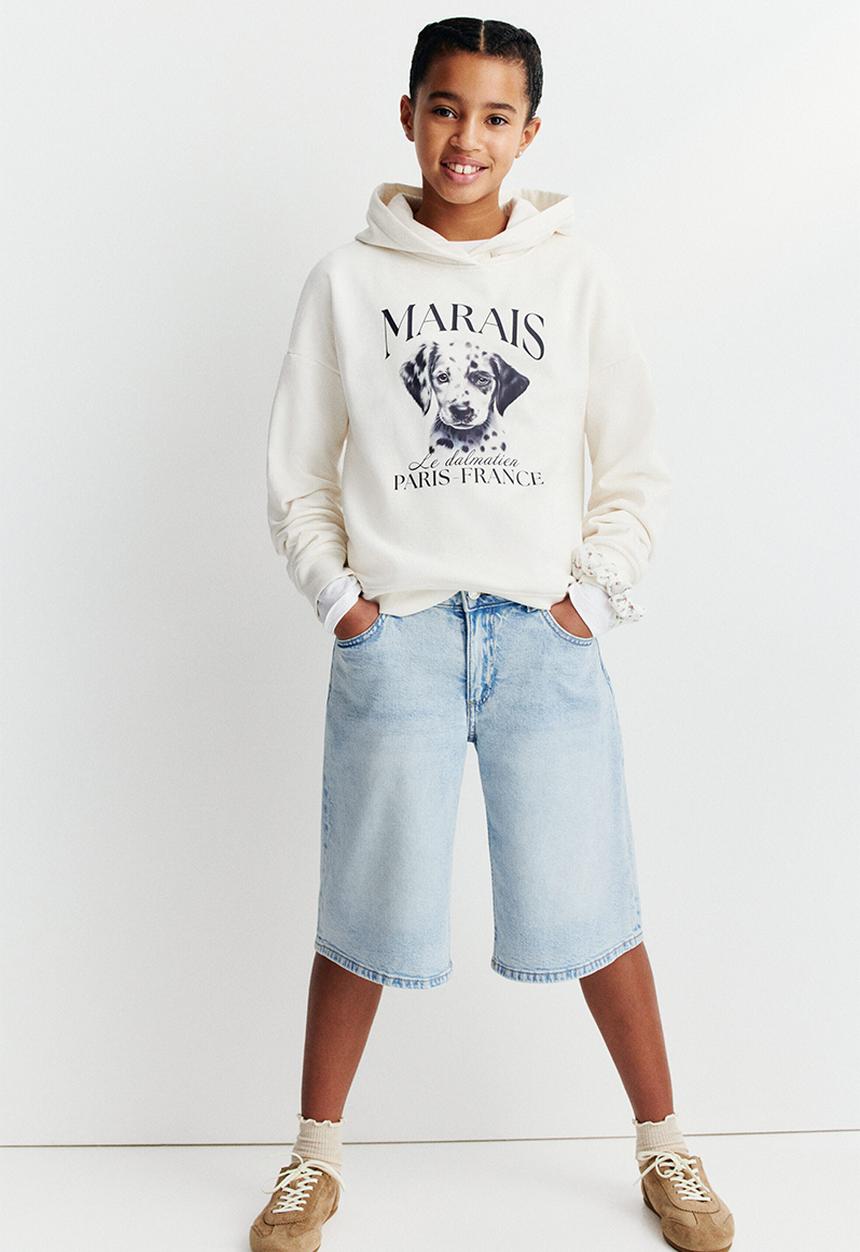 H&M - Wide leg low denim shorts - light denim blue