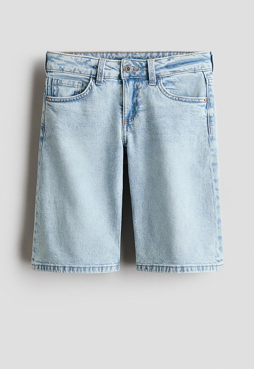 H&M - Wide leg low denim shorts - light denim blue