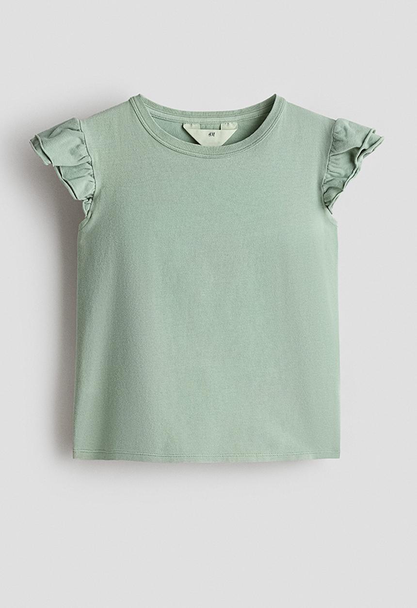 H&M - Flutter-sleeved top - light green