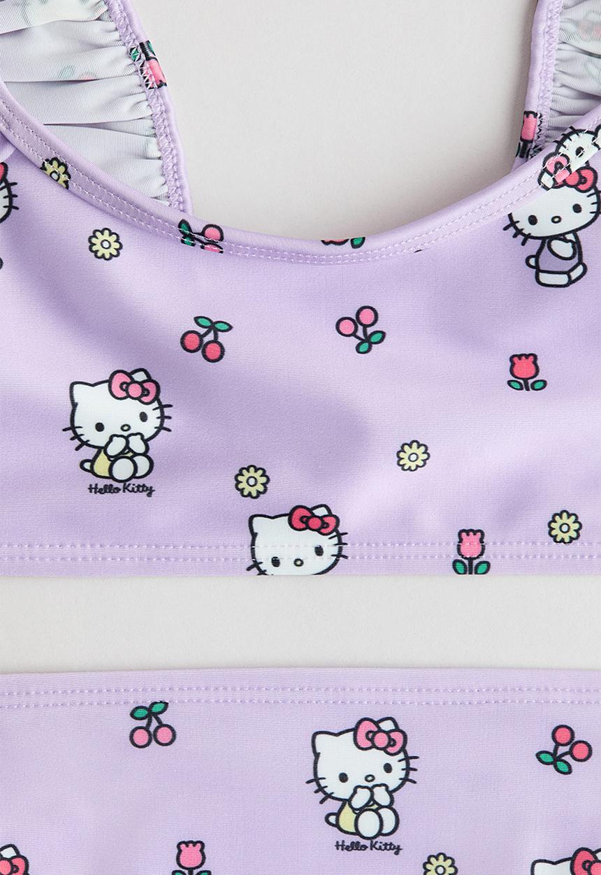 H&M - Flounced printed bikini - light purple/hello kitty