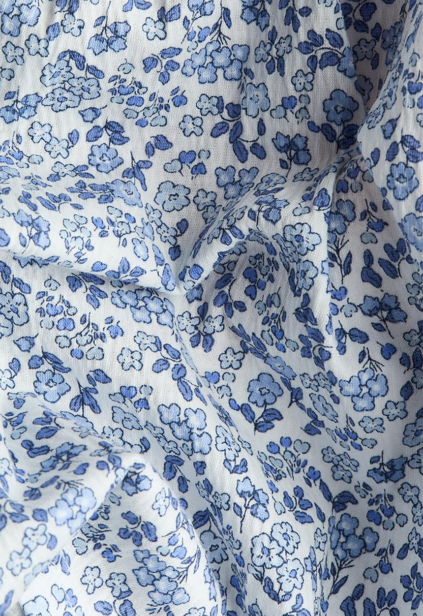 H&M - Flutter-sleeved cotton dress - white/blue floral