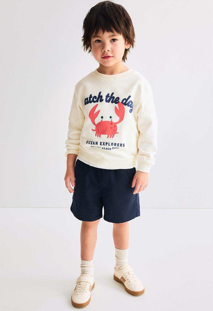 H&M - Motif-detail sweatshirt - cream/crab