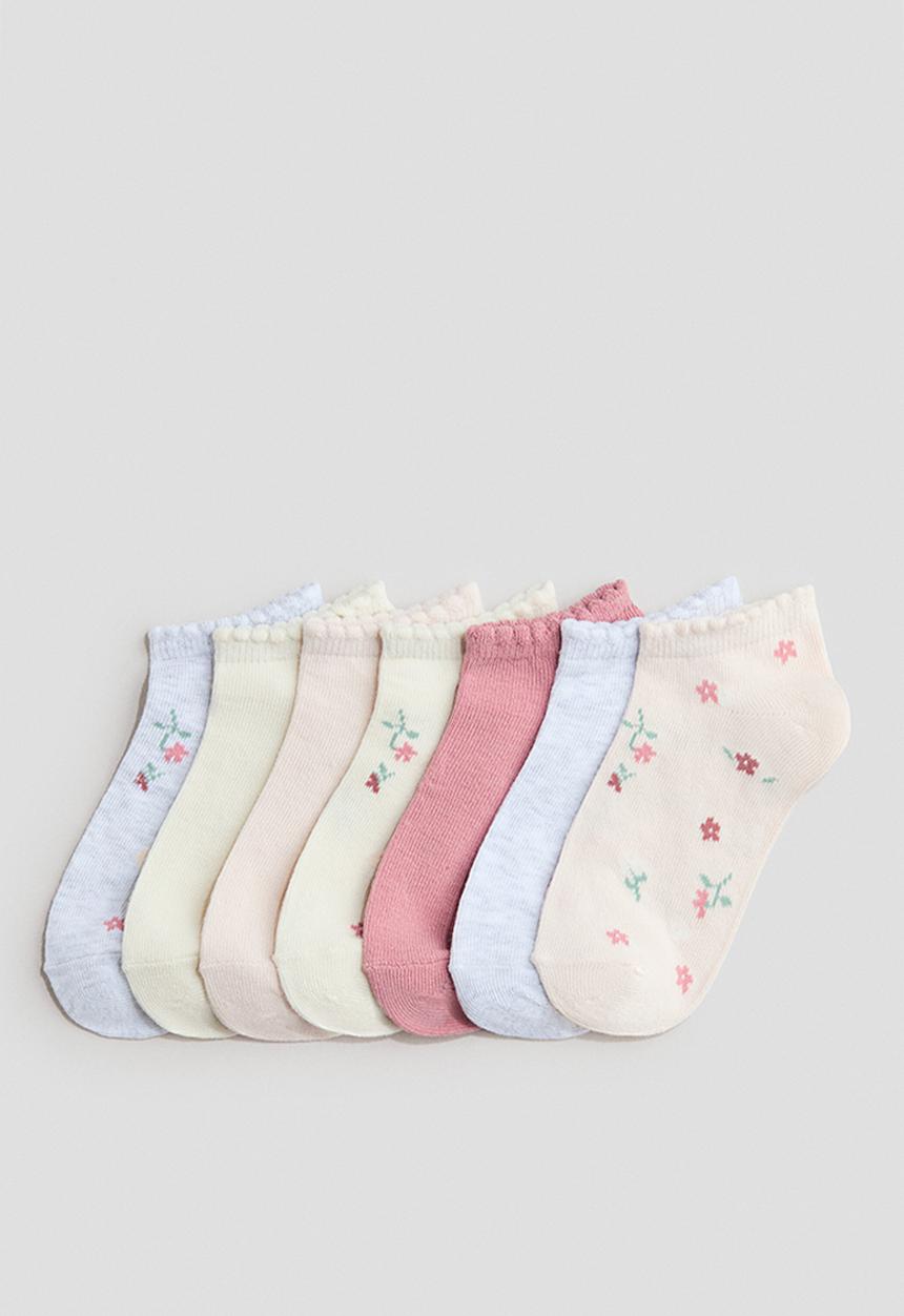H&M - 7-Pack trainer socks - light pink/floral