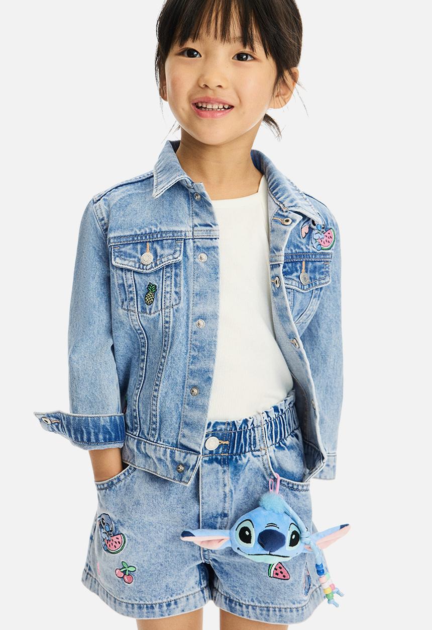 H&M - Loose fit denim shorts - light denim blue/lilo & stitch