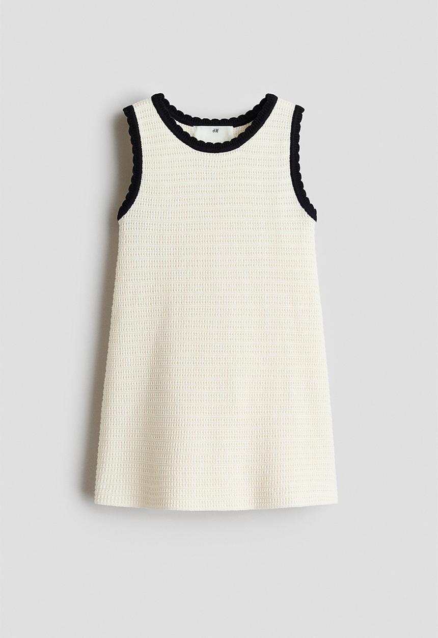 H&M - Textured cotton dress - cream