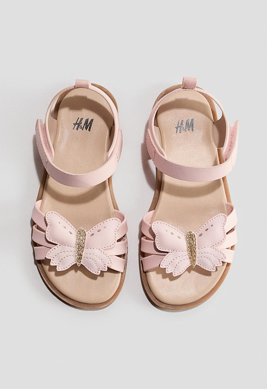 H&M - Appliqu?d sandals - light pink/butterfly