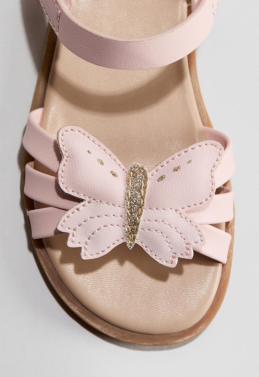 H&M - Appliqu?d sandals - light pink/butterfly