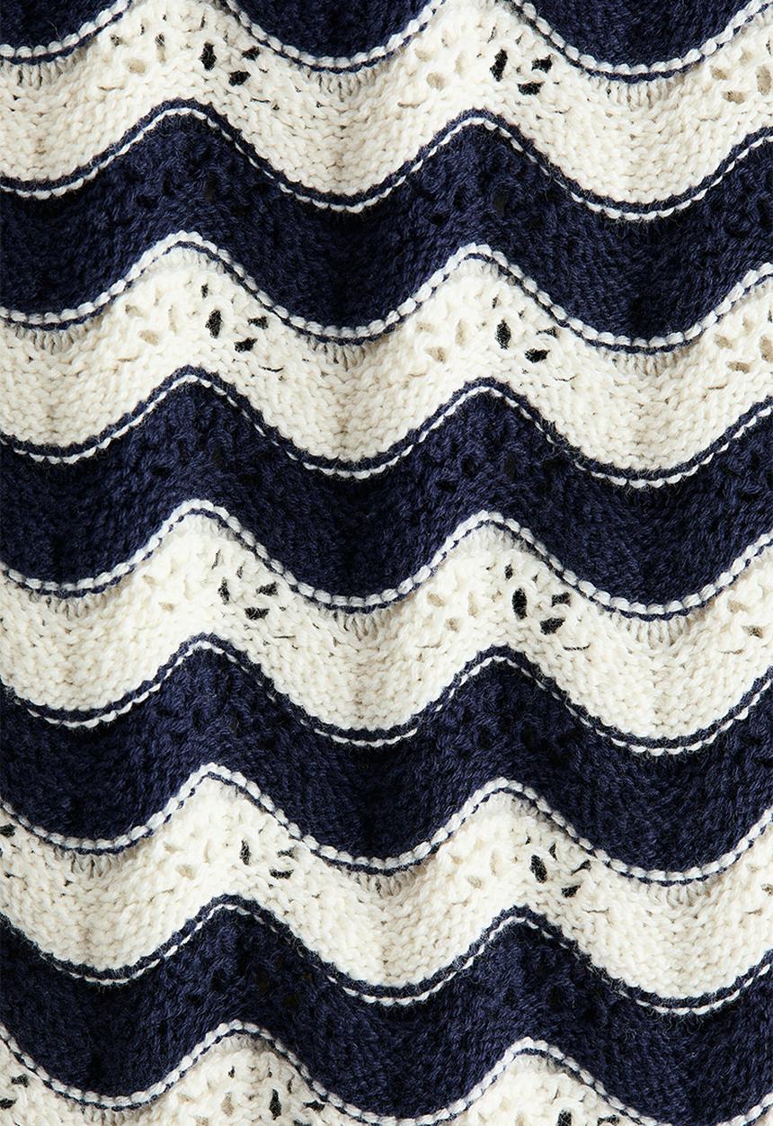 H&M - Appliqu?d hole-knit dress - navy blue/striped