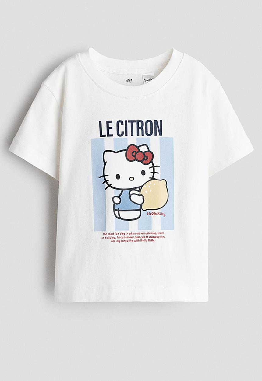 H&M - Printed t-shirt - white/hello kitty