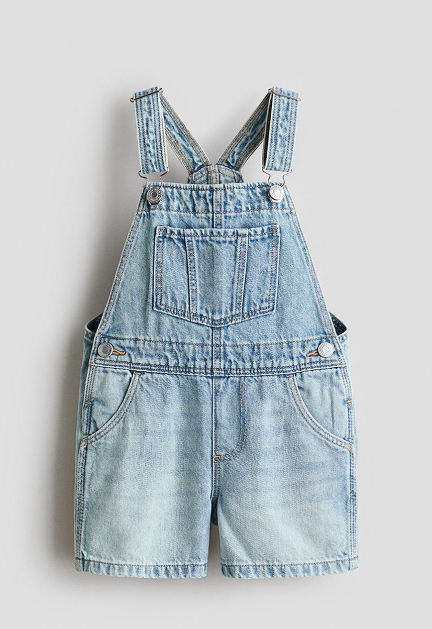 H&M - Denim dungaree shorts - light denim blue