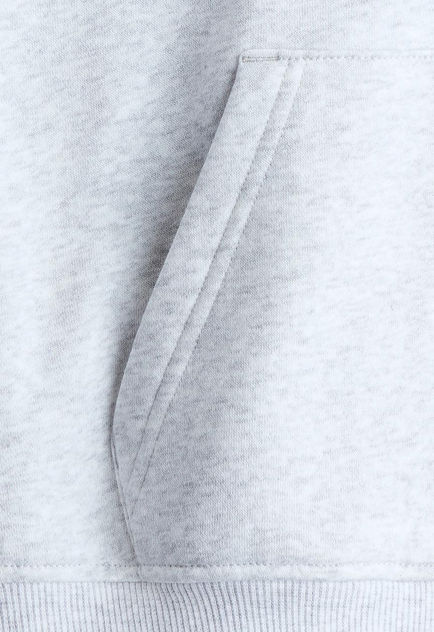 H&M - Embroidered zip-through hoodie - light grey marl/london