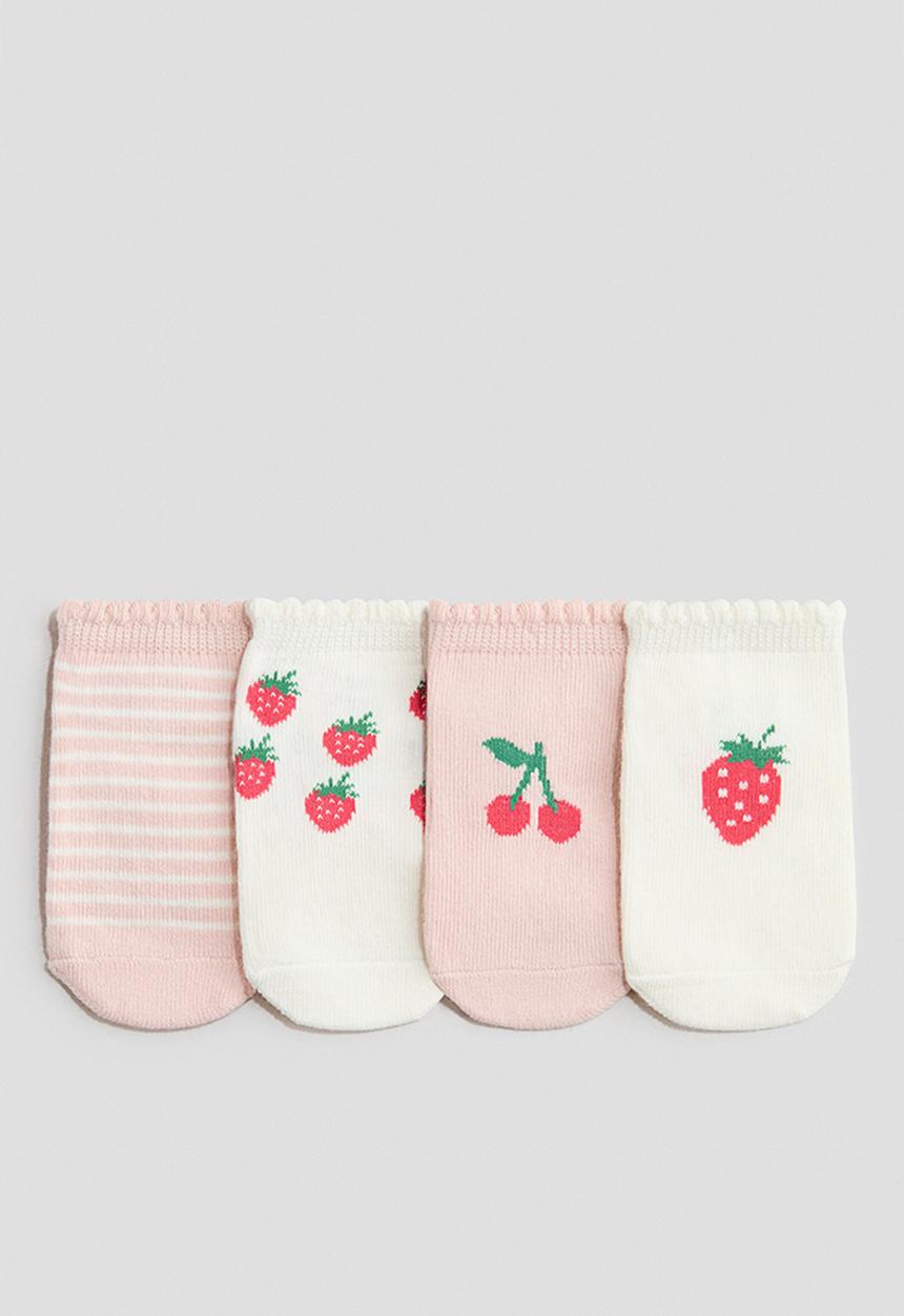 H&M - 4 Pack shaftless socks - light pink/strawberries