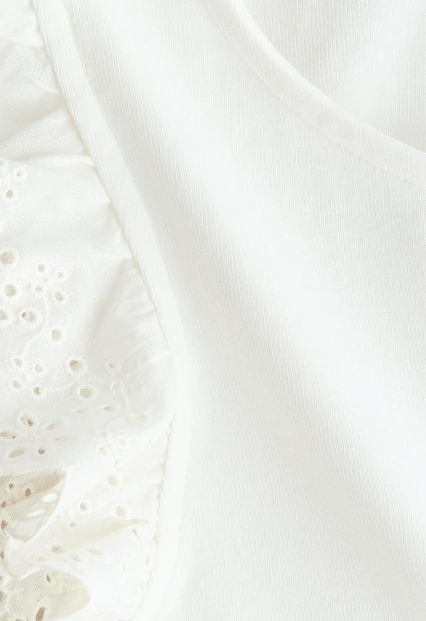 H&M - Flutter-sleeved broderie anglaise top - white
