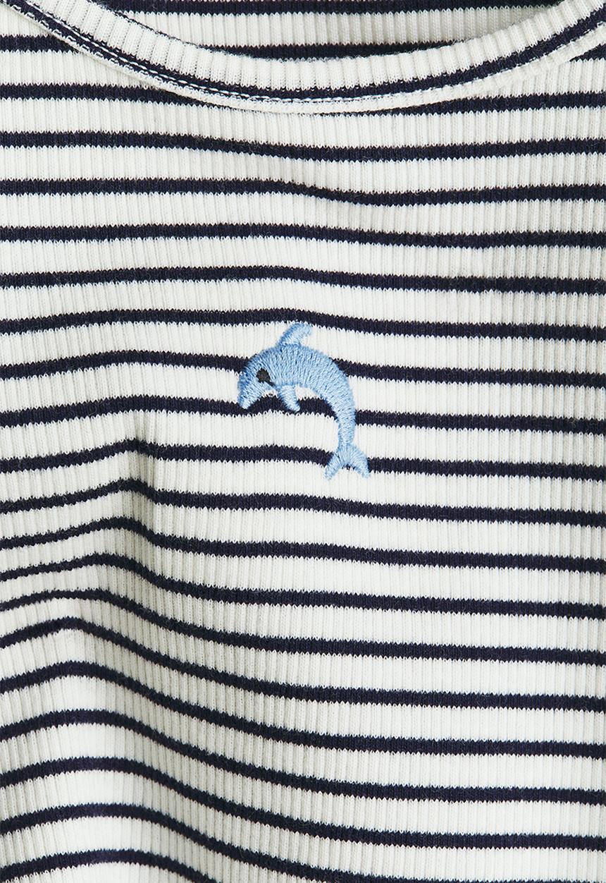 H&M - Ribbed top - white/navy blue striped