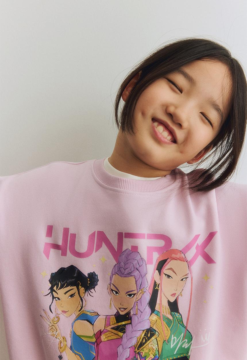 H&M - Motif-detail sweatshirt - light pink/kpop demon hunters