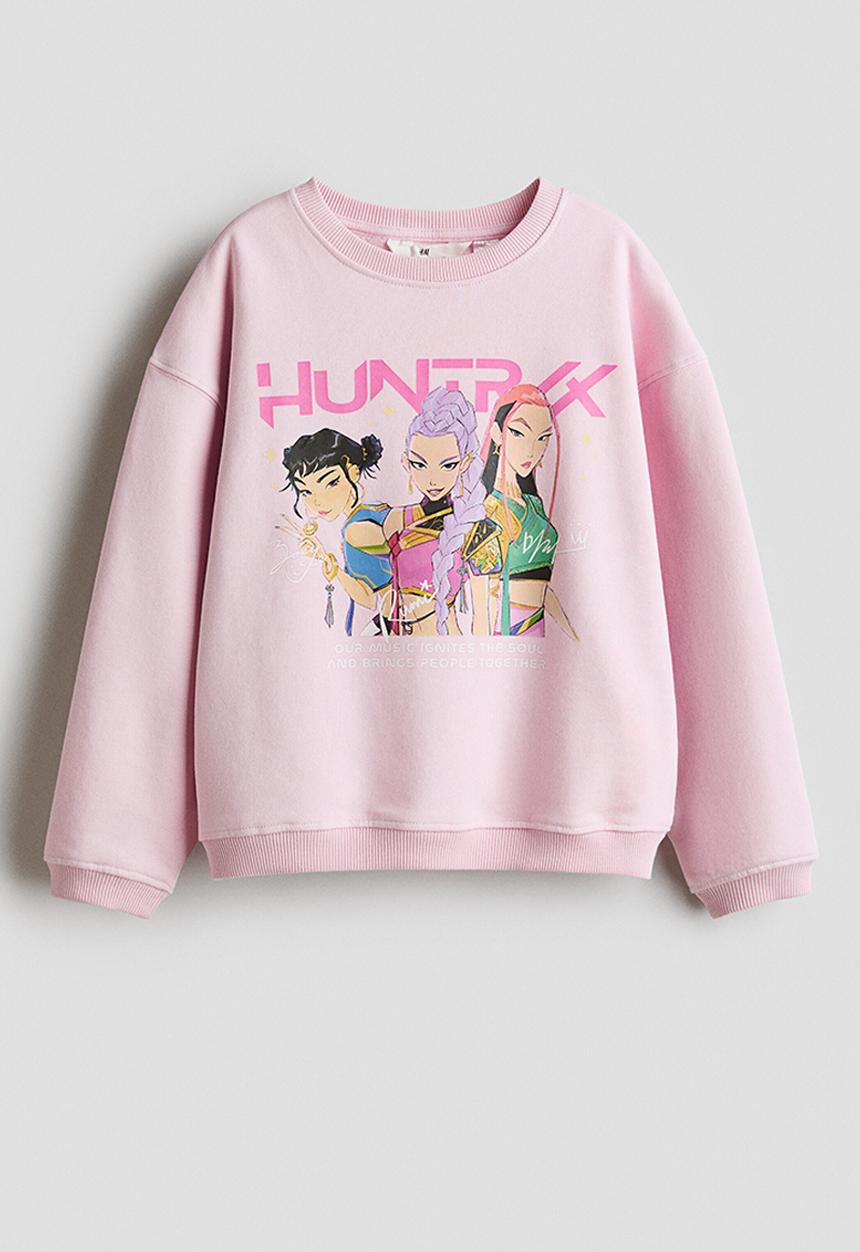 H&M - Motif-detail sweatshirt - light pink/kpop demon hunters