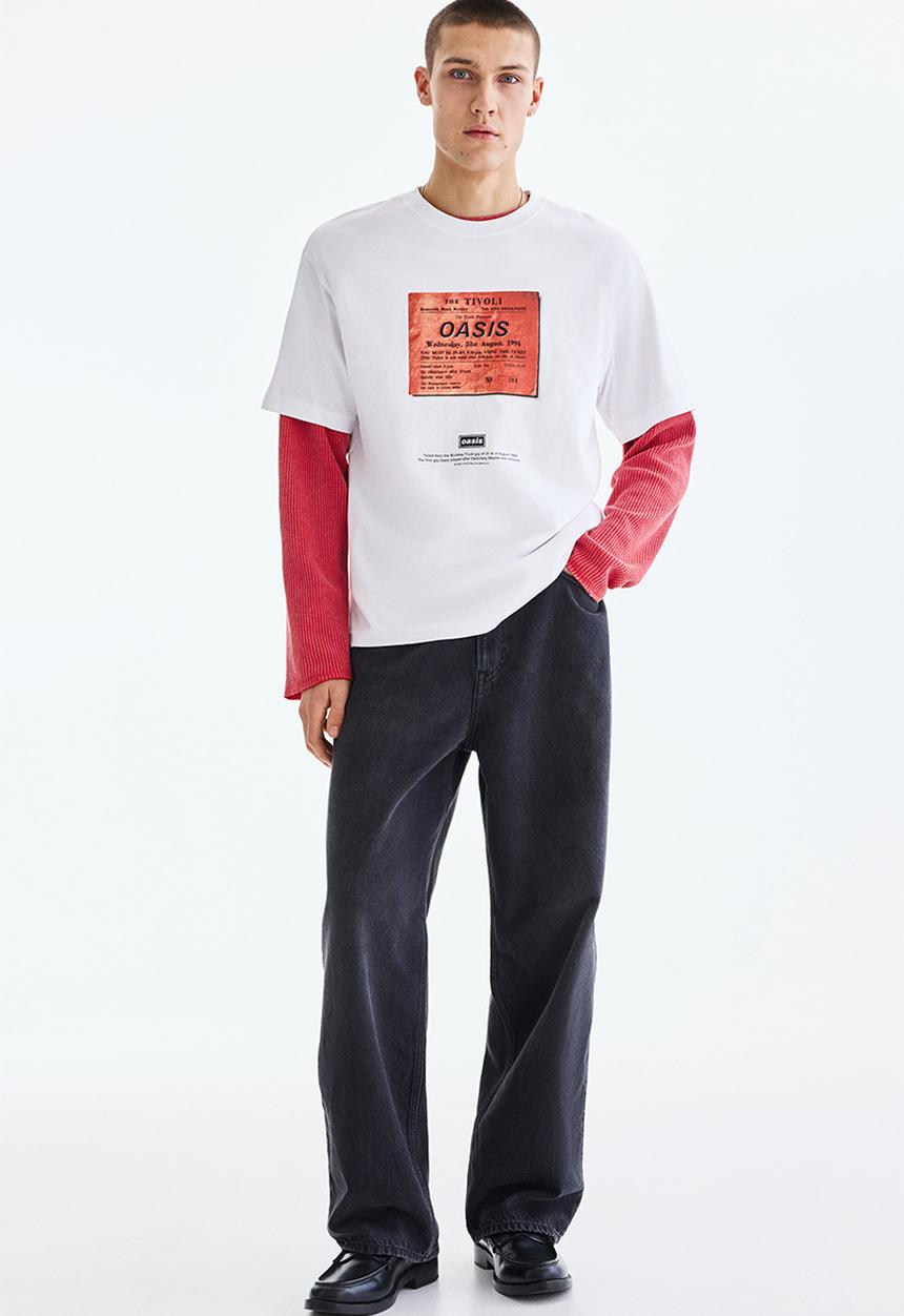 H&M - Loose fit T-shirt - white/oasis